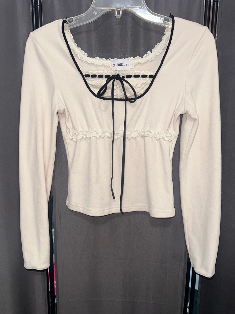 Cherie Lou Paris Coquette Cream Long Sleeve Top Light Academia Angelic Lolita